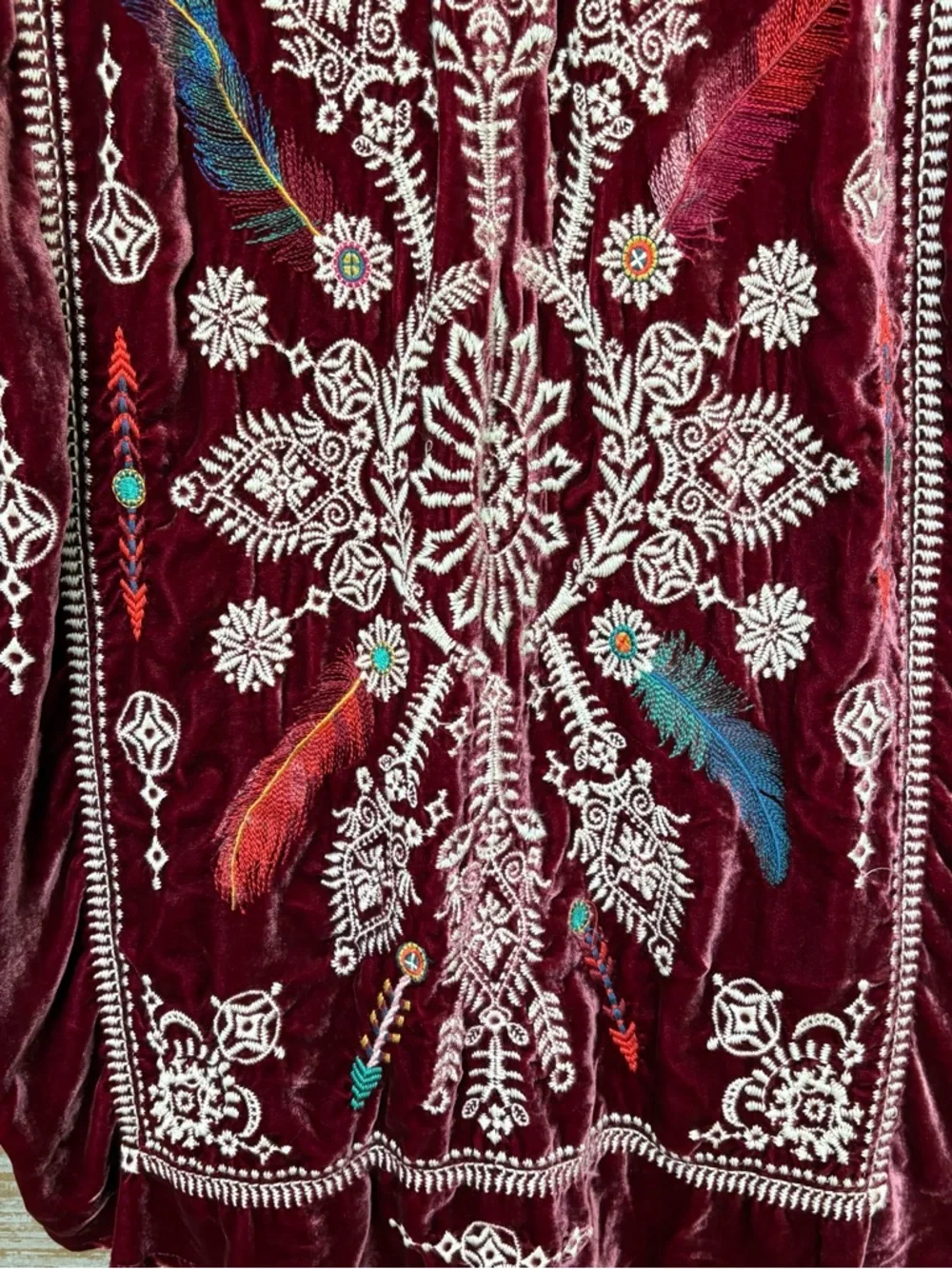 Johnny Was Velvet Floral Embroidered Plaid Button Down Western Boho Womens M - Picture 4 of 7